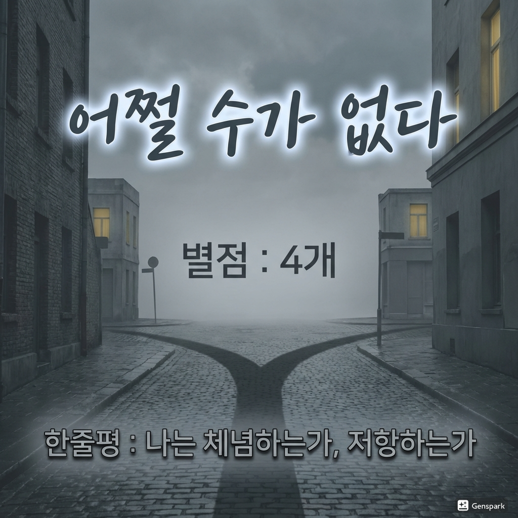삭막한 도시의 갈래길이 부각된 이미지
영화제목, 별점, 한줄평이 삽입된 이미지