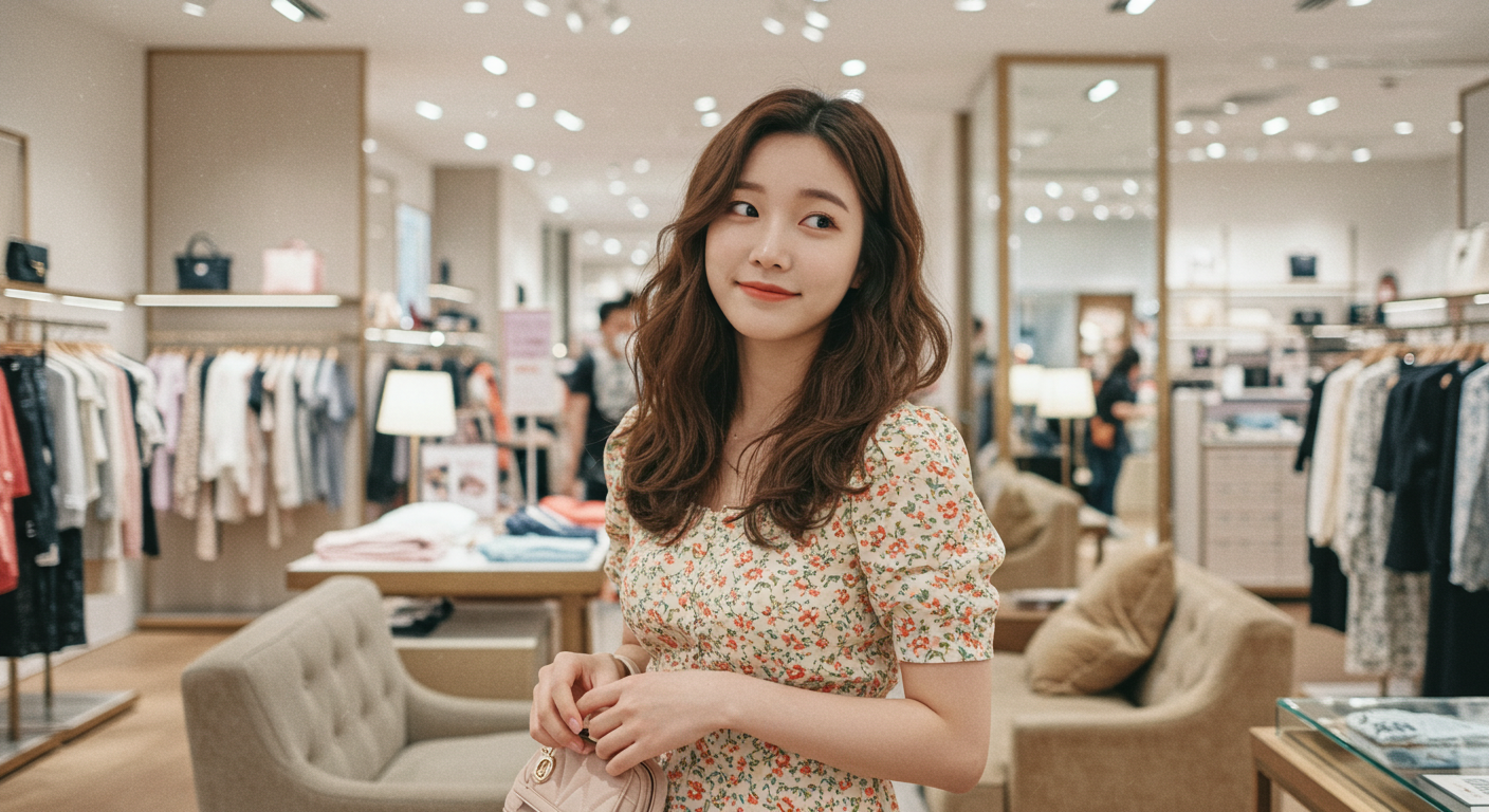 백화점에서 쇼핑하는 여자