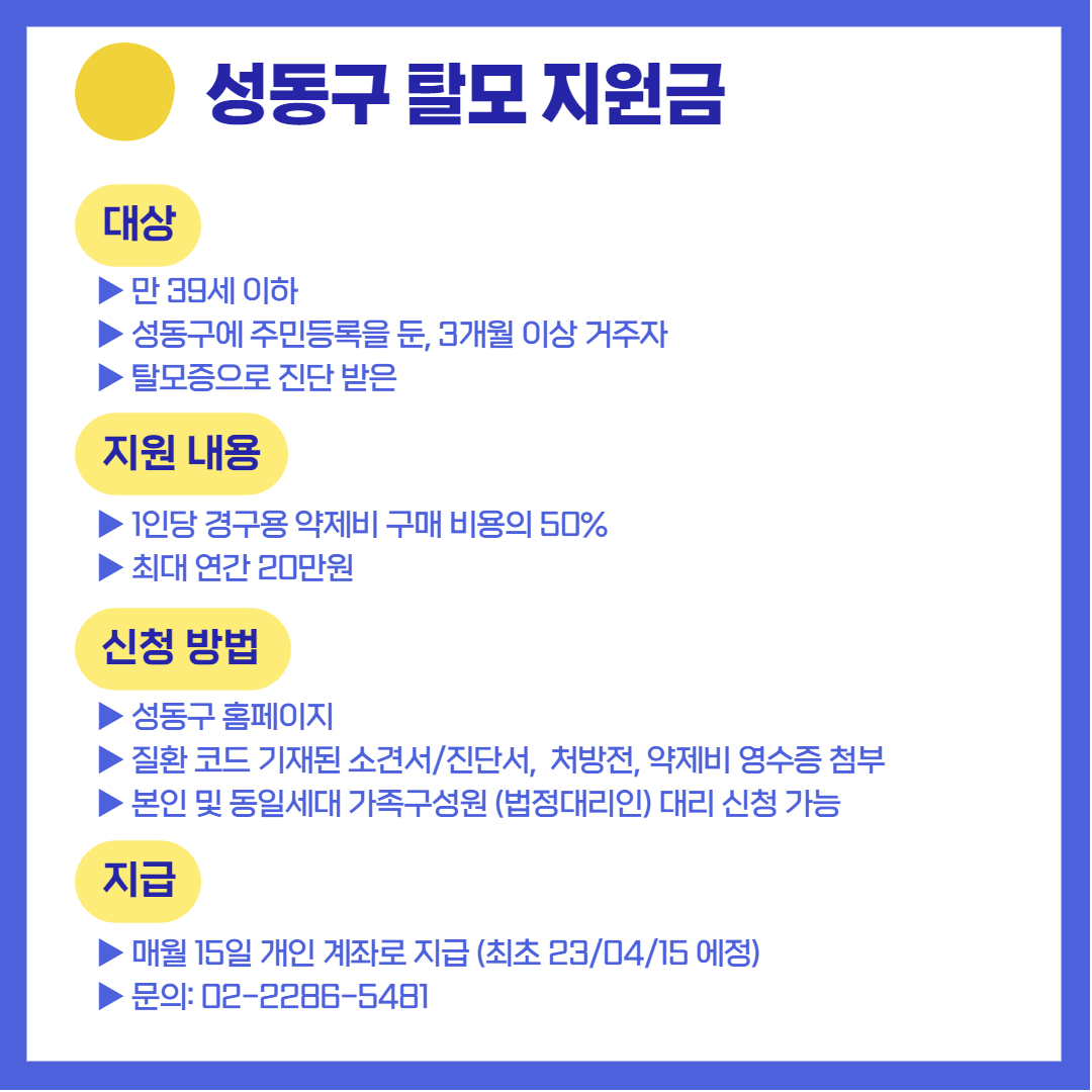 성동구 탈모 지원금