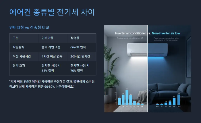 에어컨 종류별 전기세 차이 요약