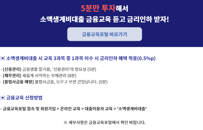 소액생계비 긴급대출