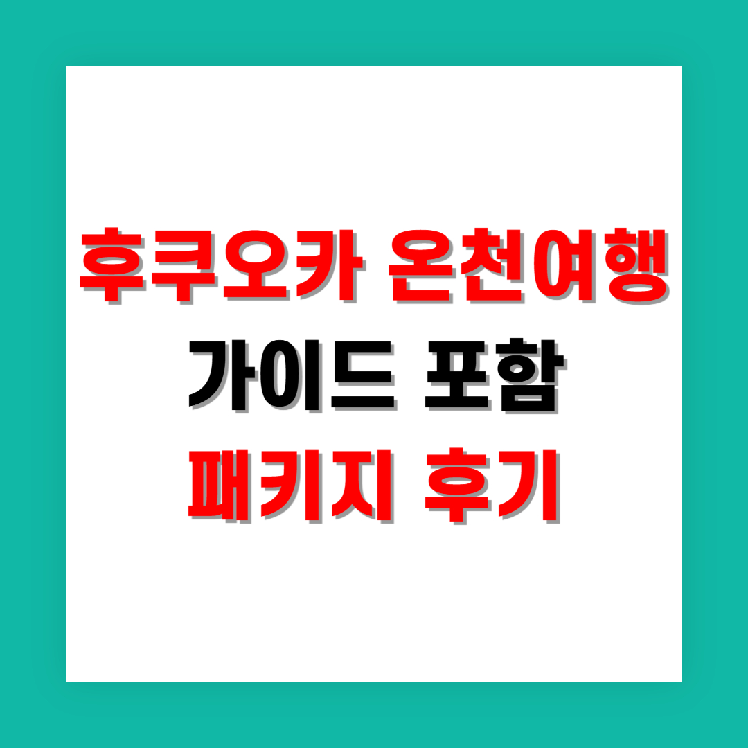 후쿠오카 효도여행, 가이드 포함 패키지 비교 후기