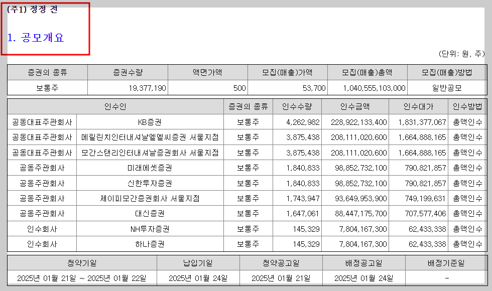 엘지씨엔에스 공모 정정 전