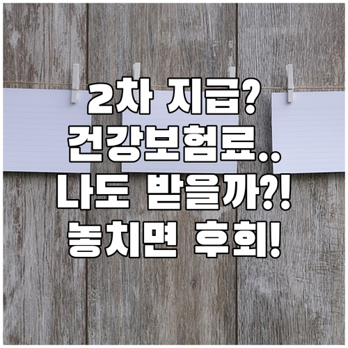 민생회복 소비쿠폰 2차 지급, 건강보..