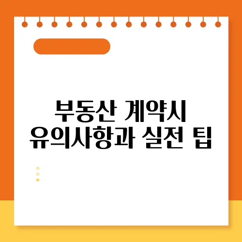 부동산 계약시 유의사항과 실전 팁