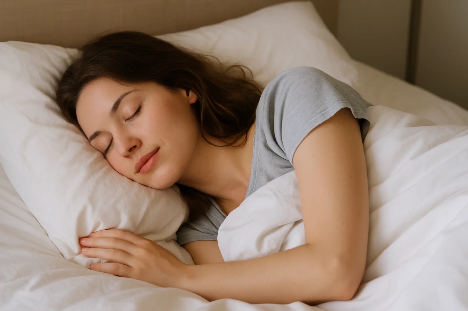 편안하게 잠든 여성의 사진