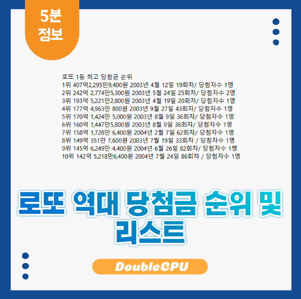 역대 로또 당첨금