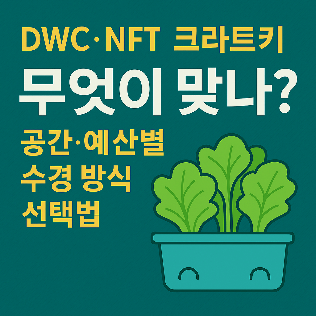 DWC, NFT와 크라트키 무엇이 맞나? 공간과 예산별 수경 방식 선택법
