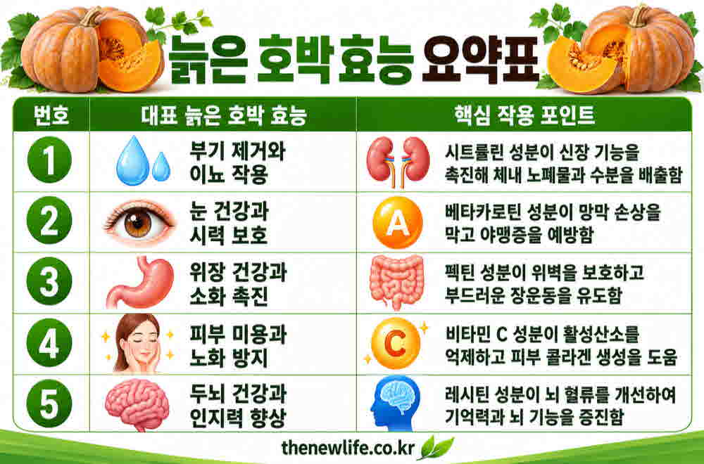 늙은 호박 효능 요약표
