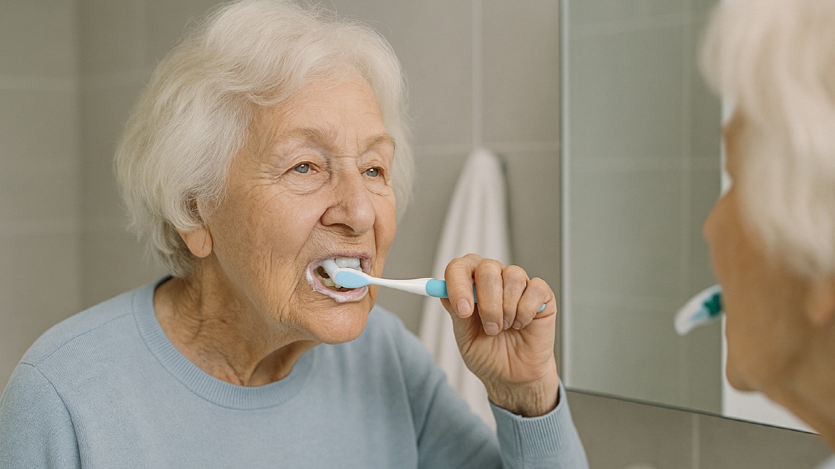 65세 이상 어르신의 올바른 양치질 모습