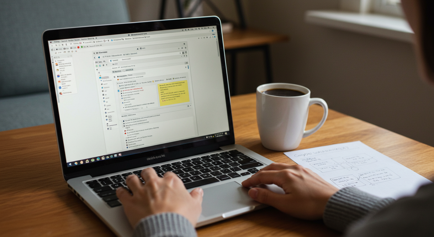 전자책 콘텐츠 기획과 편집 중인 장면