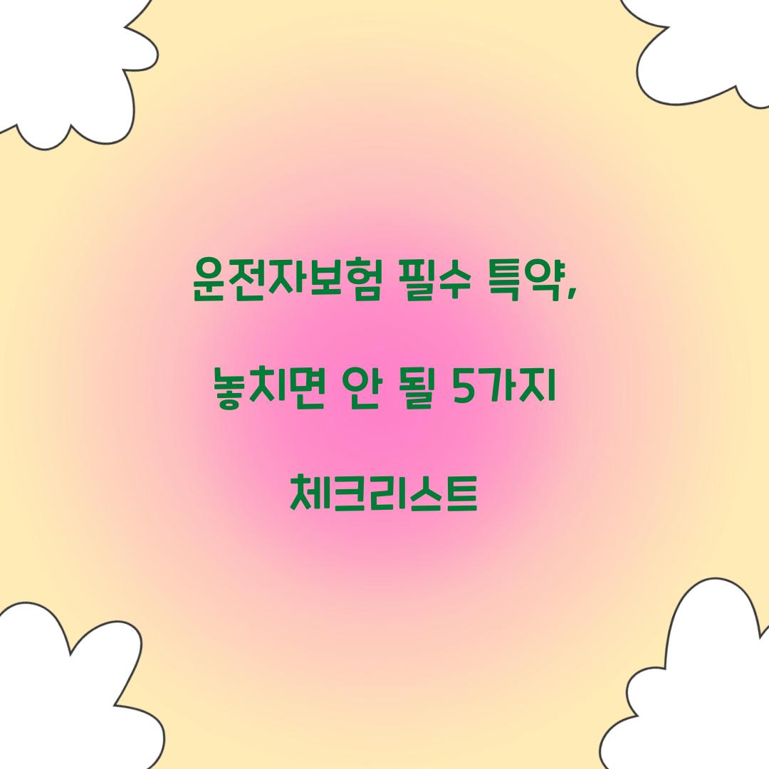 운전자보험 필수 특약