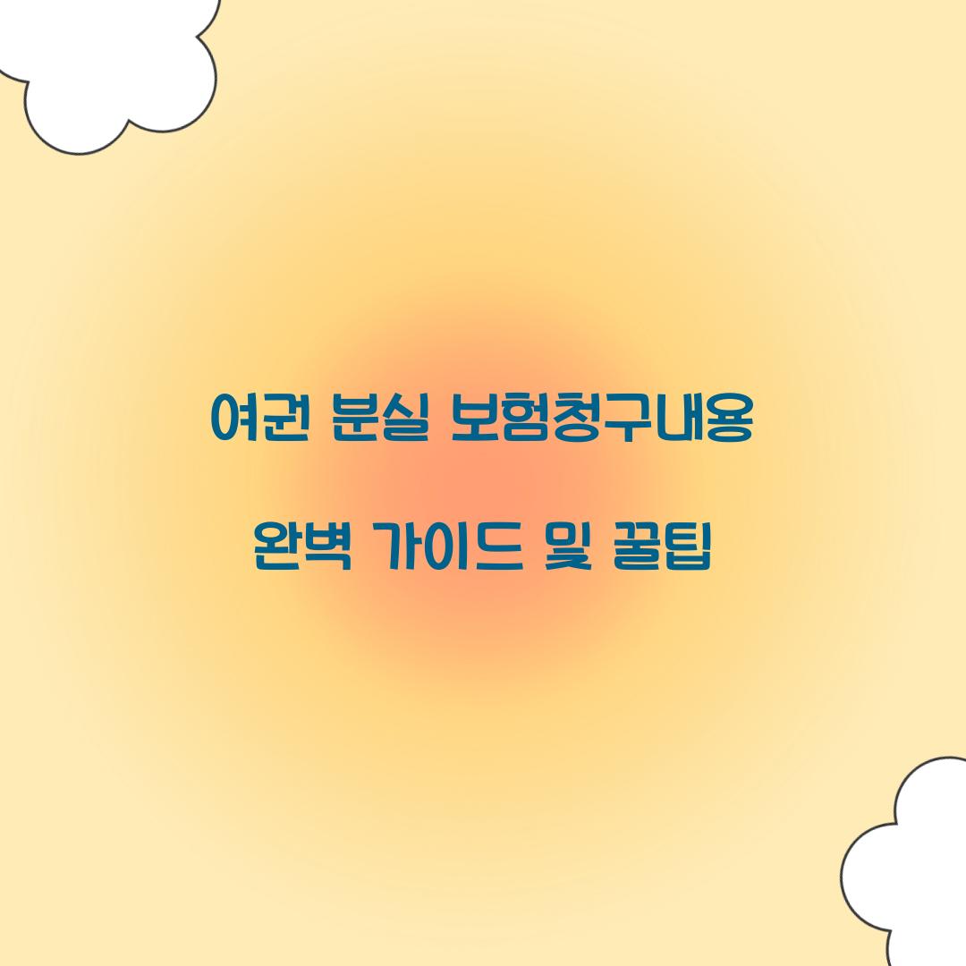 여권 분실 보험청구내용