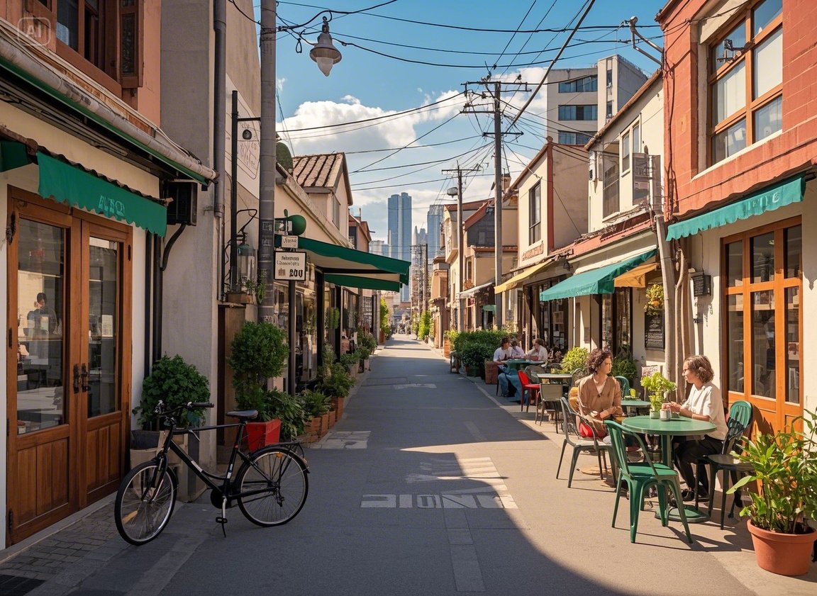 망원동의 조용한 골목에 자리한 감성 카페 테이블