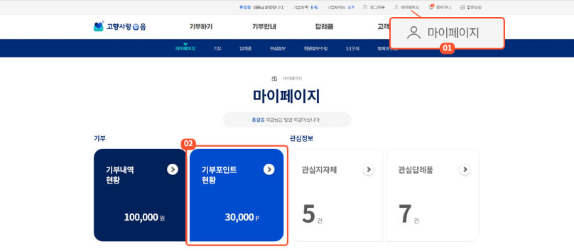 포인트 현황 확인