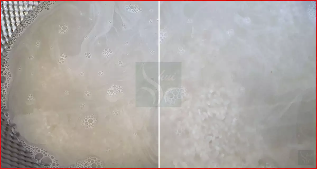 회색 구정물 쌀뜨물