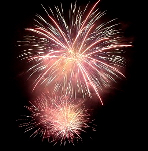 아름다운 색상으로 불꽃 모양이 나오는 모습