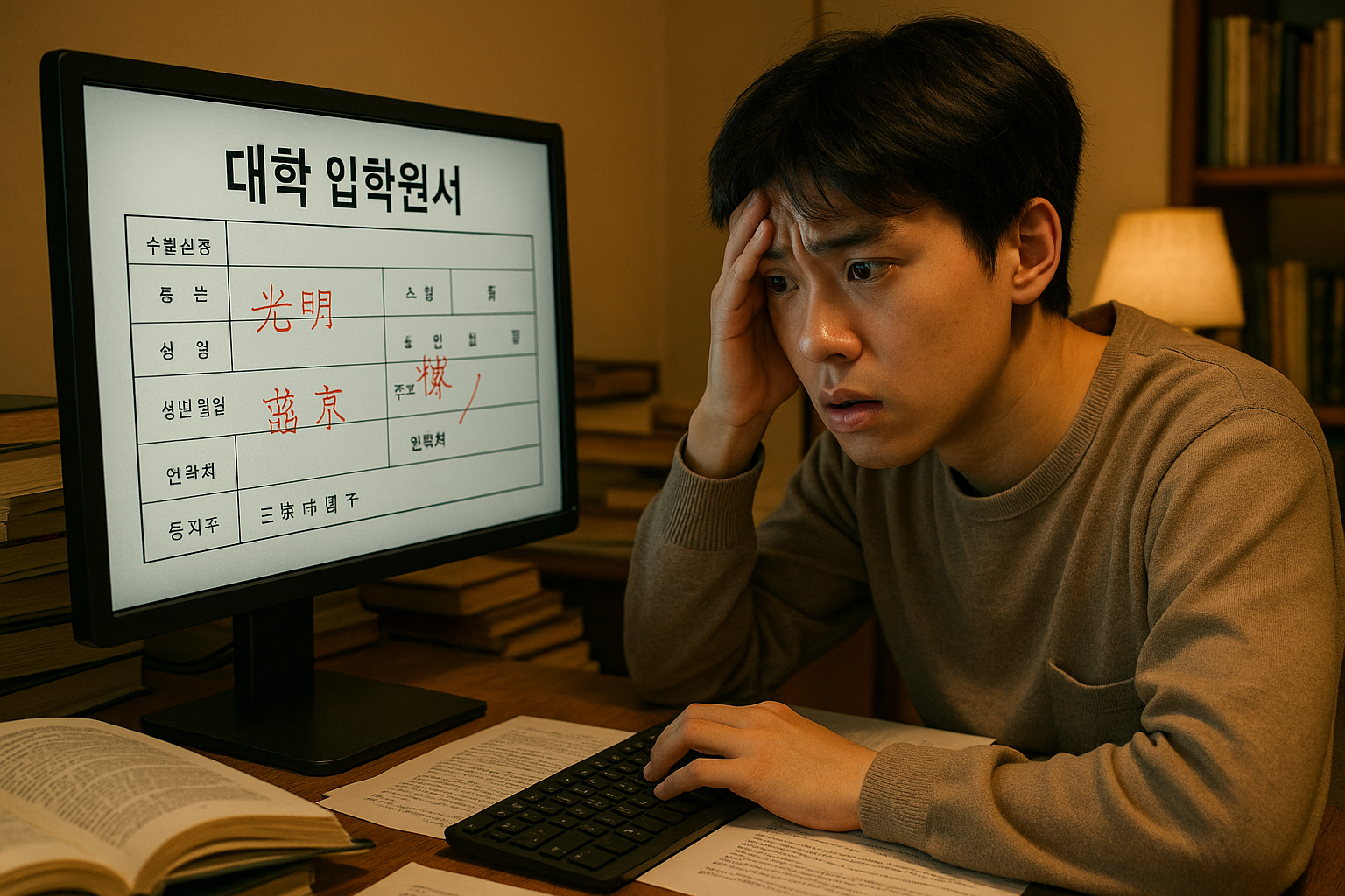 수시 원서접수 이름 한자오류