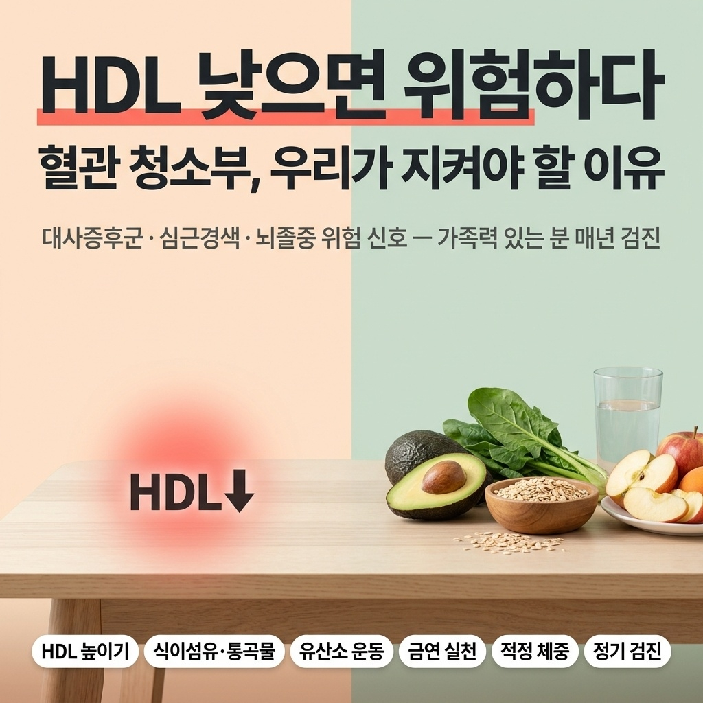 HDL 콜레스테롤 낮으면 대사증후군 심근경색 위험