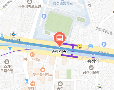 송정역에서 인천공항 리무진 공항버스(6003번) 지도 위치