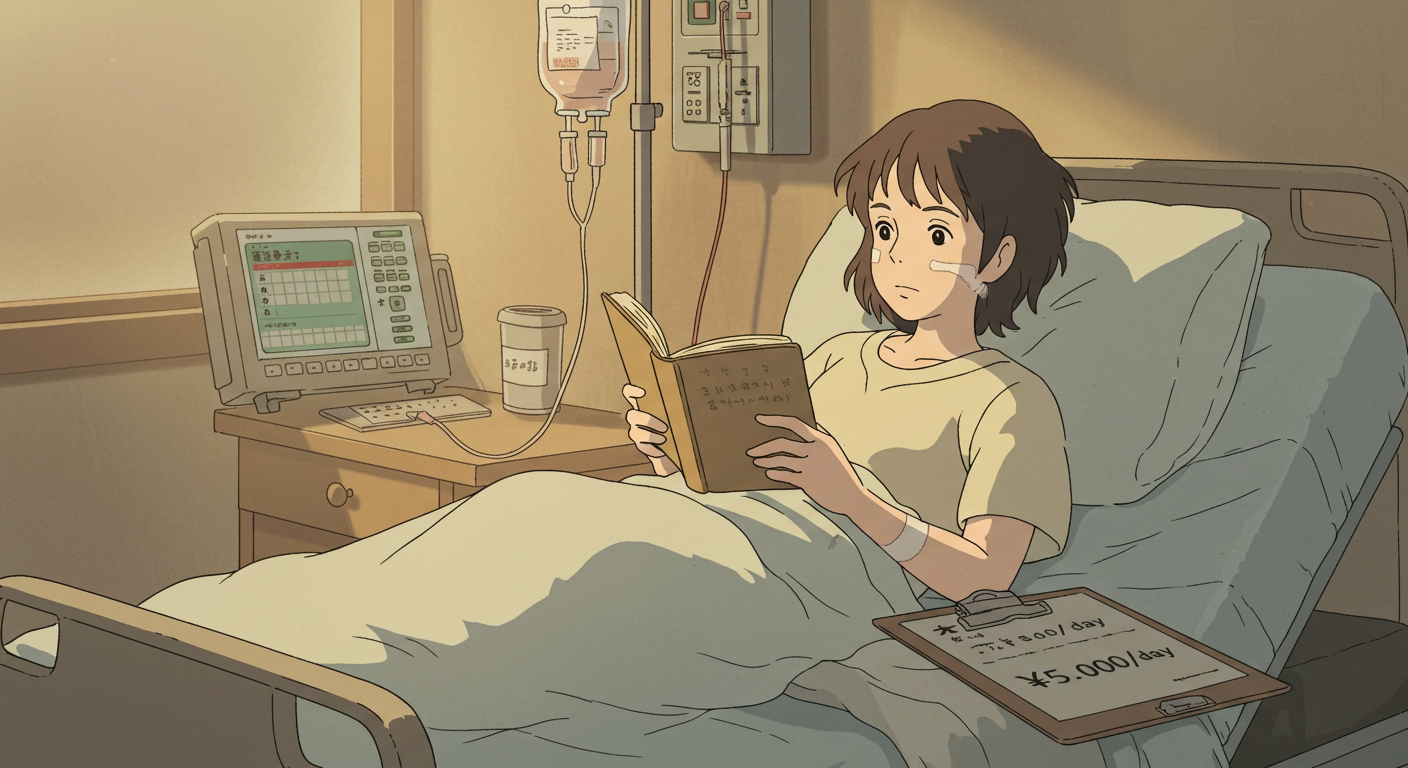 병원 입원 중 하루 정액 보장을 받는 모습