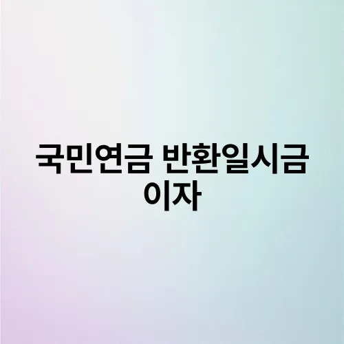 국민연금 반환일시금 이자