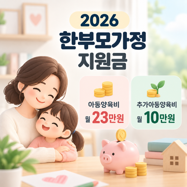 2026 한부모가정 아동양육비 월 23만원 지원 안내