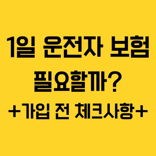 하루 운전자 보험, 이럴 때 꼭 필요합니다! 가입 전 체크사항
