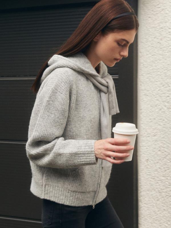 몽돌 울 부클 풀집업 니트후드 MDKT072