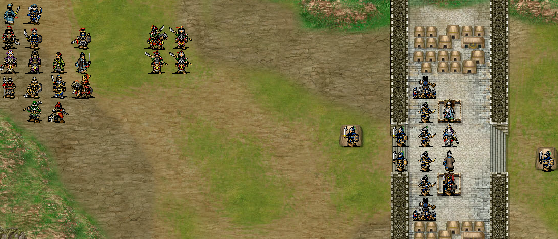 삼국지 조조전 MOD 신조조전 양평관전투 매복부대 앞에서 대기중인 조조 일치단결 진형