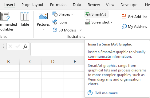 언어를 영어로 설정한 엑셀