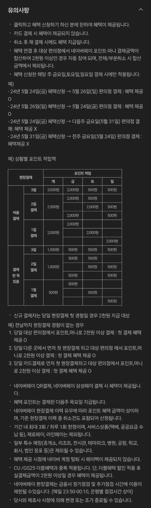 네이버페이+주말+편의점+추가적립+유의사항
