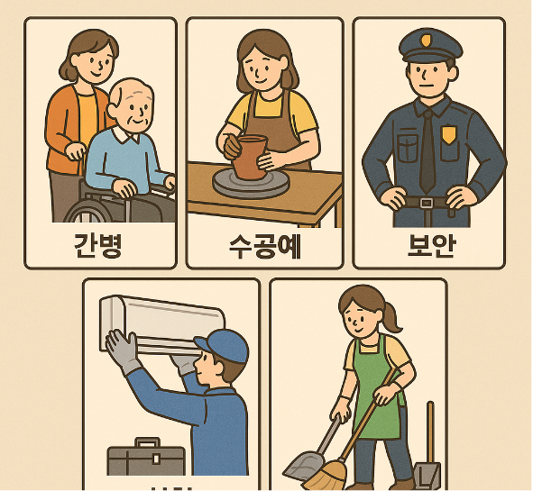 틈새 노동 시장 5선 (간병, 수공예, 보안)