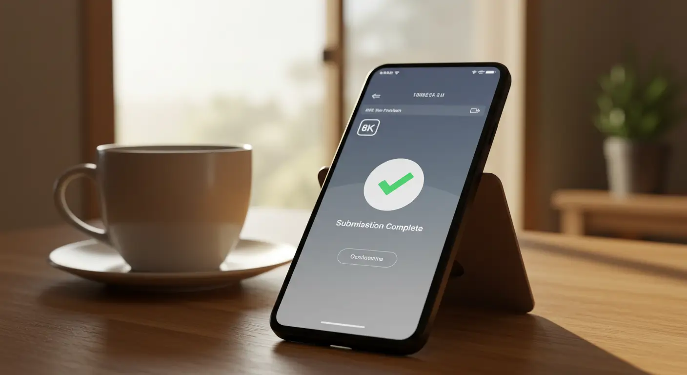 소득정보 오류를 해결하고 스마트폰으로 성공적으로 대출 서류 제출을 완료한 화면