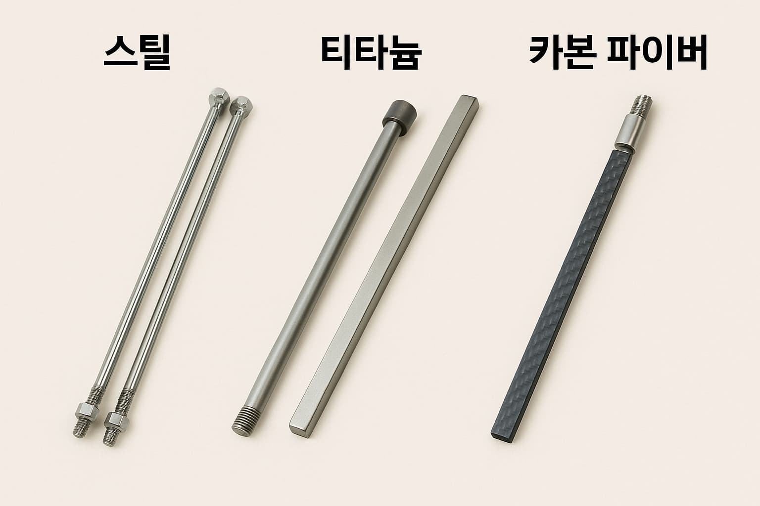 어쿠스틱 기타 트러스로드의 소재 비교 이미지