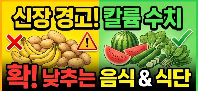 신장이 보내는 경고! 칼륨 수치를 낮추는 음식과 식단 총정리
