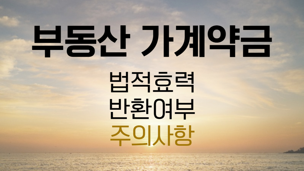 부동산 가계약금