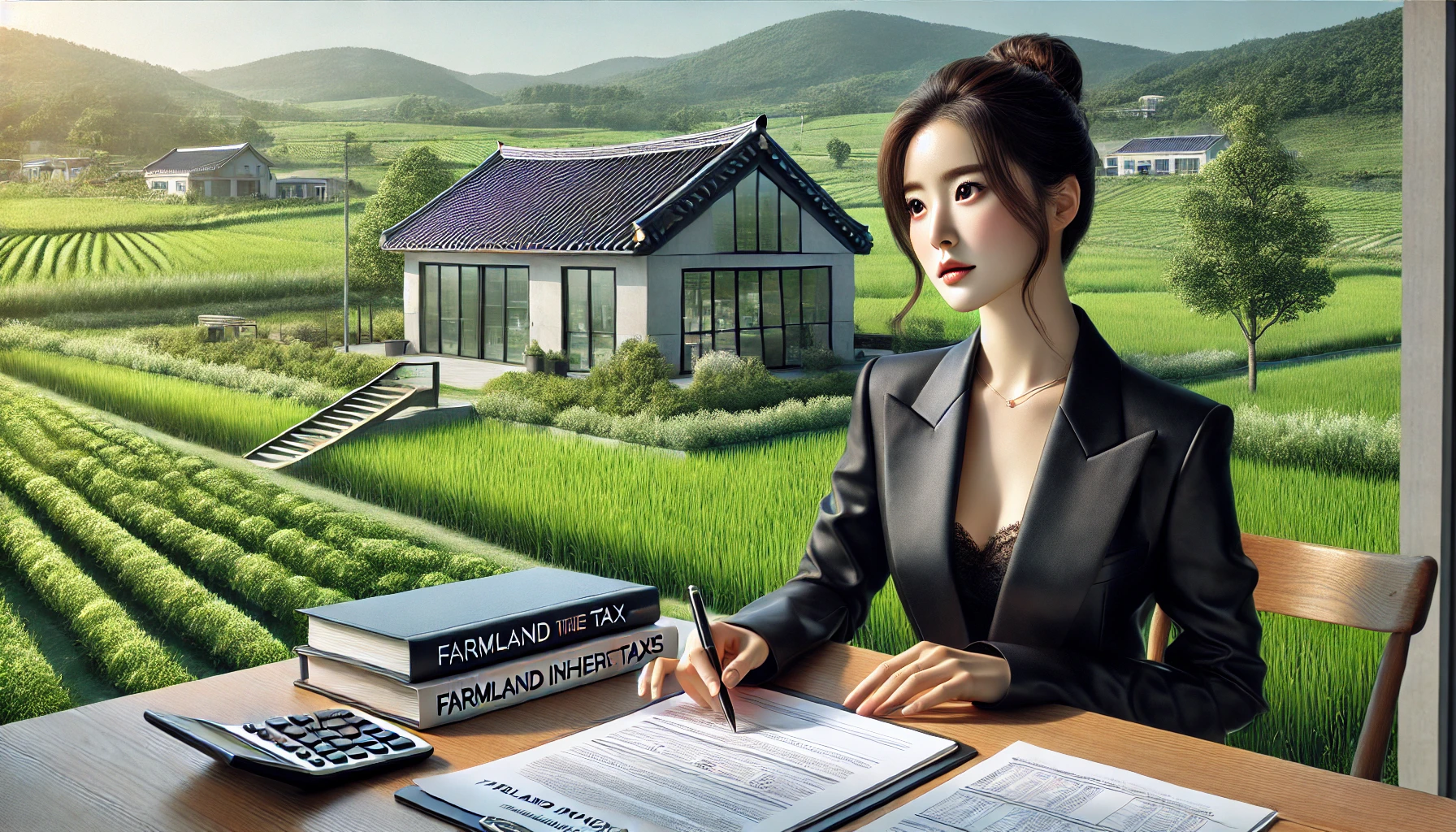 농지 세금 문서를 검토하는 이미지