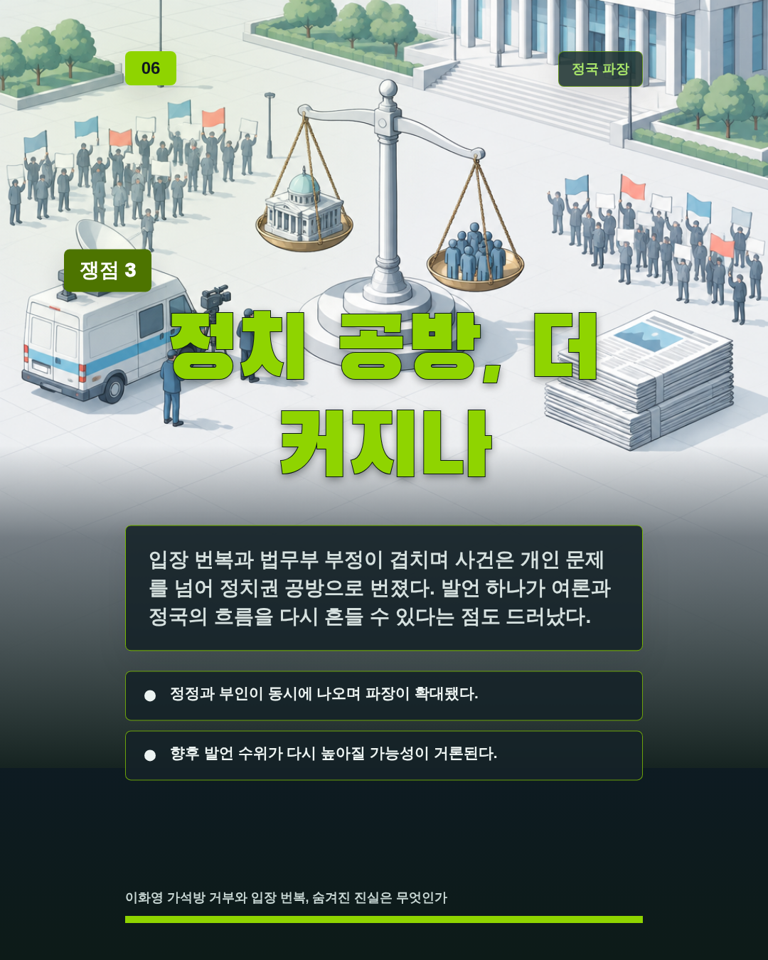 정치 공방, 더 커지나
