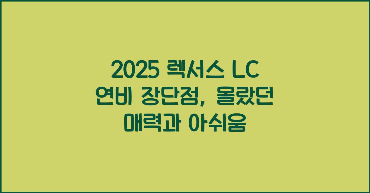 2025 렉서스 LC 연비 장단점