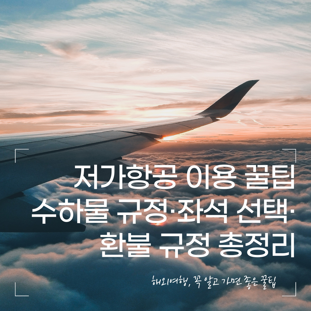 저가항공 이용 꿀팁 &ndash; 수하물 규정&middot;좌석 선택&middot;환불 규정 총정리
