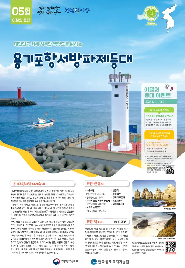 2024년 5월 이달의 등대 용기포항서방파제등대 포스터