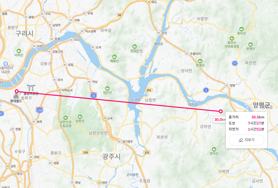농지 직선거리 30km