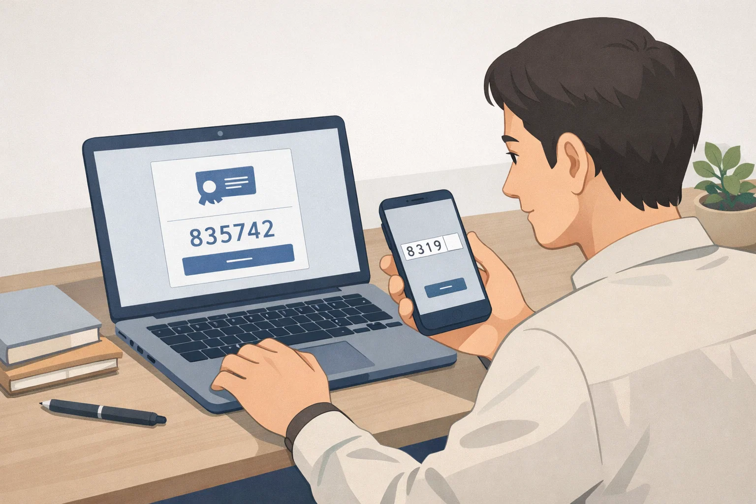 기업은행 공동인증서 인증번호가 안 보이거나 불일치할 때 PC 화면과 스마트폰 입력 상태를 함께 확인하며 점검 포인트를 살피도록 구성한 이미지