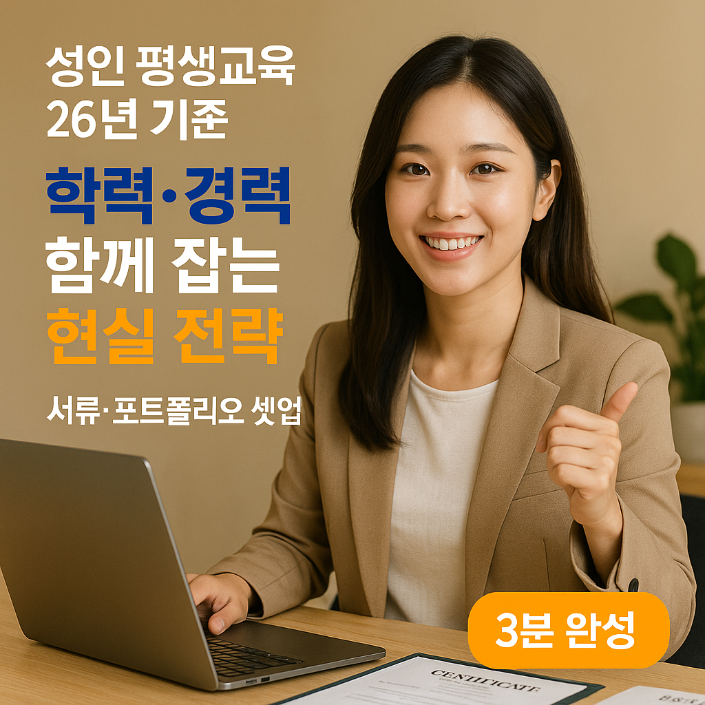 성인 평생교육 26년 기준 ｜ 학력&middot;경력 함께 잡는 현실 전략
