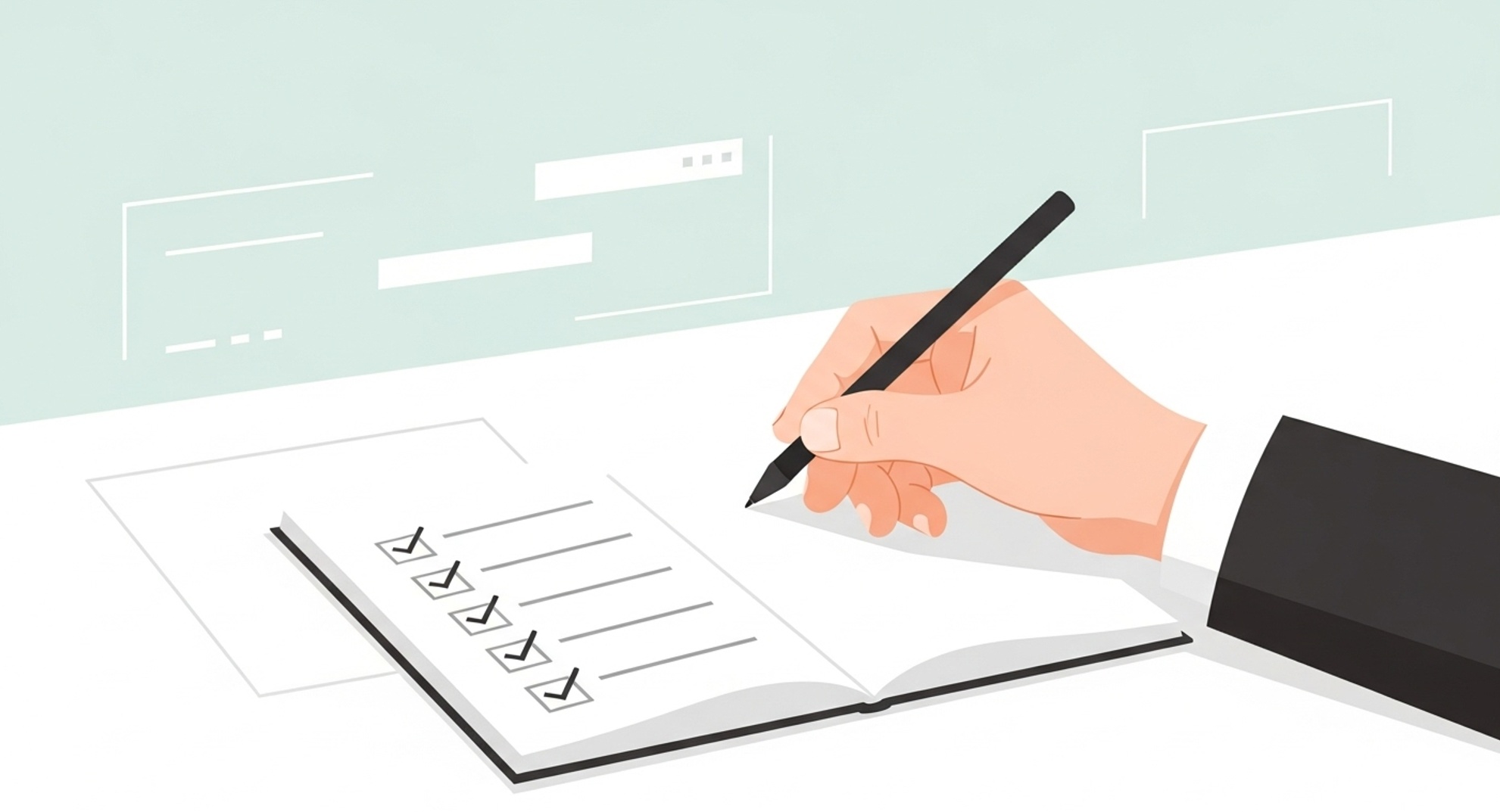 체크리스트를 작성하는 장면입니다. 정기조회&middot;소비통제&middot;고금리상환 등 5단계를 매달 실행해야 합니다.