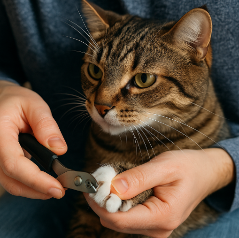 발톱 자르는 고양이