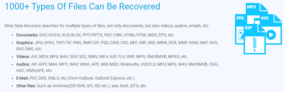 1000가지 이상의 파일 유형을 복구