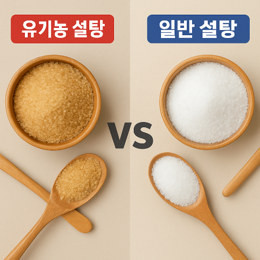 유기농-설탕과-일반-설탕을-나란히-두고-비교