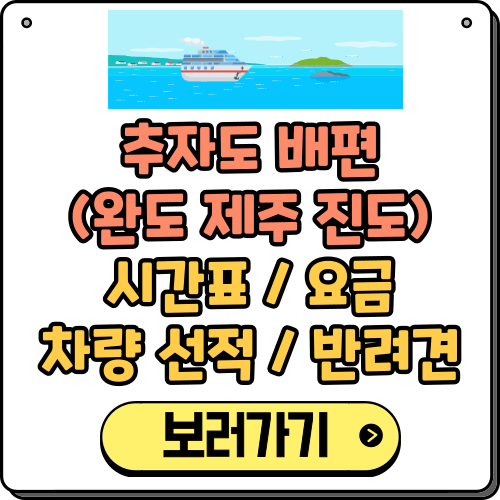 추자도 배편 (완도 제주 진도) 시간표 요금 차량 선적